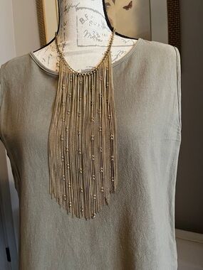 Gold Fringe Statement Necklace - Women Jewelry